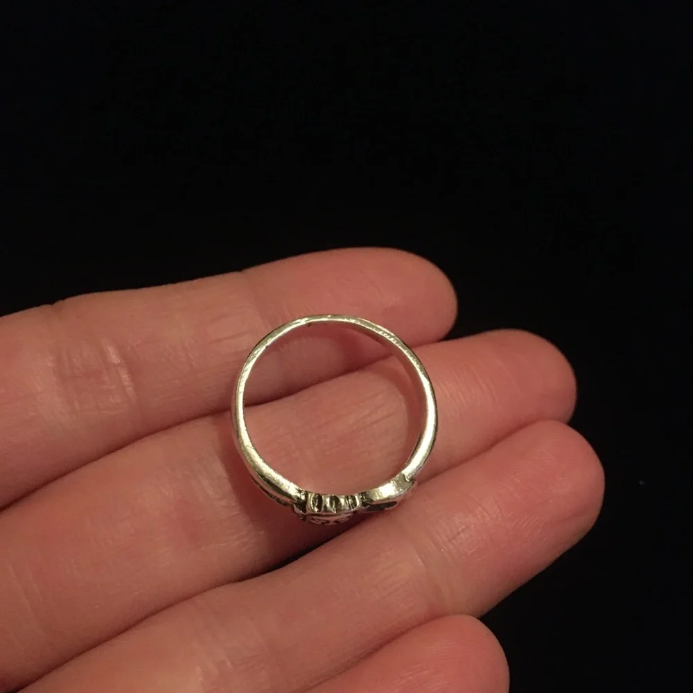 Silver Tone Sun and Moon Ring